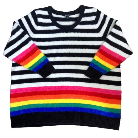 TORRID Colorful Striped Rainbow Sweater Plus Size 4 - Picture 6 of 6